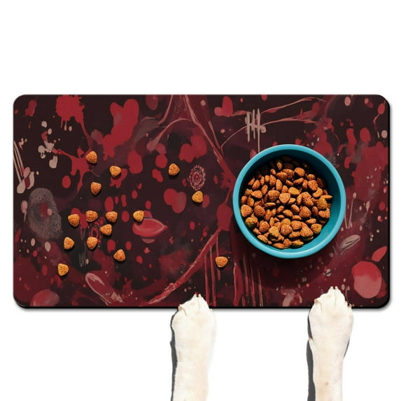 Evil Pumpkin Ghost Dog Food Mats for Floors Happy Halloween Pumpkin Absorbent Water Non-Skid 17x30 Inch Cat Food Mat Cat Mat for Food Dog Water Bowl Mat for Messy Drinker