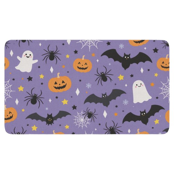 Evil Pumpkin Ghost Doormat,Non-Slip Doormat Halloween Mat 17x30 Inch Door Mats for Outdoor Entrance Entry Entryway