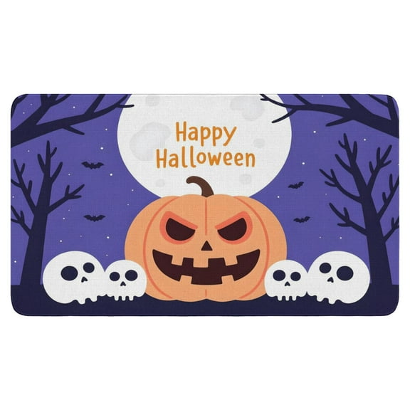 Evil Pumpkin Ghost Front Door Mat,Home Decor Happy Halloween Mat 17x30 Inch Door Mats for Kitchen Nursery Floor Entryway Rug