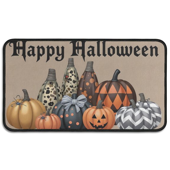 Evil Pumpkin Ghost Non-Slip Doormat 30x17 Inch Happy Halloween Protection Welcome Mat Switch Rug for Entryway Porch Entryway Bathroom