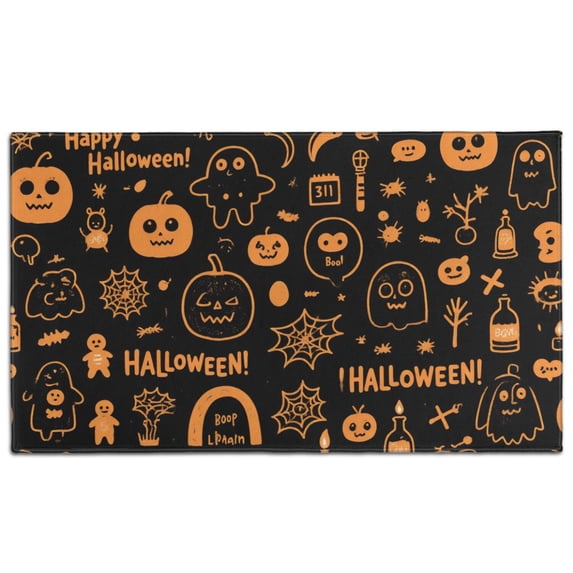 Evil Pumpkin Ghost Non Slip Welcome Mats x Inch Happy Halloween Pumpkin Absorbing Welcome Mat Layered Door Mats for Entryway Porch Entryway Bathroom