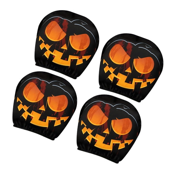 Evil Pumpkins Car Headrest Covers, Funny Design Polyester Protectors Fit Front Seat, Easy