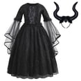 thumbnail image 1 of Evil Queen Costume for Girls Lace Devil Ghost Tulle Birthday Dress up, 3-9Y, 1 of 8