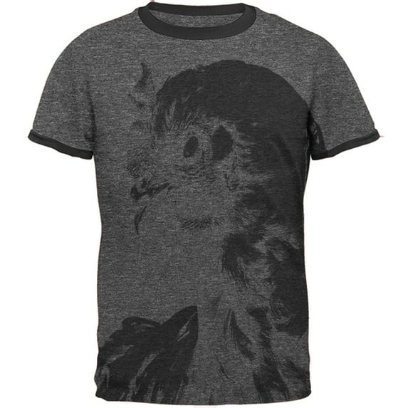Evil Queen Of The Barnyard Chicken Mens Ringer T Shirt Dark Heather-Black LG