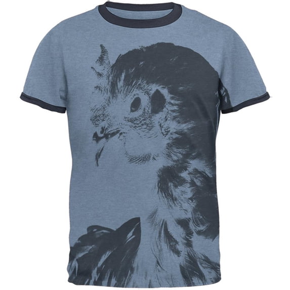 Evil Queen Of The Barnyard Chicken Mens Ringer T Shirt Heather Blue-Navy SM