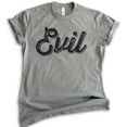 thumbnail image 1 of Evil Shirt, Unisex Women's Men's Shirt, Cute Evil Sassy Devilish Shirt, Girlfriend Shirt, Bad Girl Shirt, Dark Heather Gray, Medium, 1 of 6
