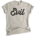 thumbnail image 1 of Evil Shirt, Unisex Women's Men's Shirt, Cute Evil Sassy Devilish Shirt, Girlfriend Shirt, Bad Girl Shirt, Light Silk Gray, Medium, 1 of 6