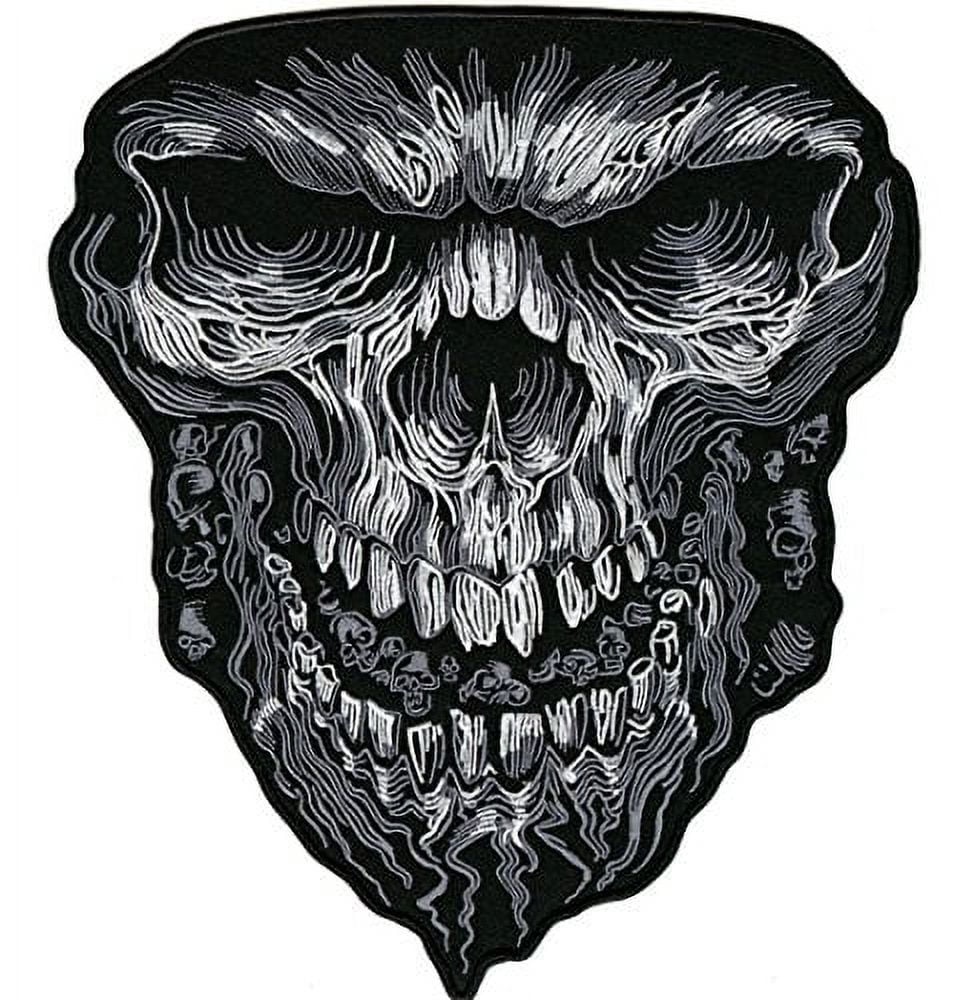 Evil Skull Patch | 3D Hollow Skeleton | Embroidered Iron On | Large - by Nixon Thread Co. (11")