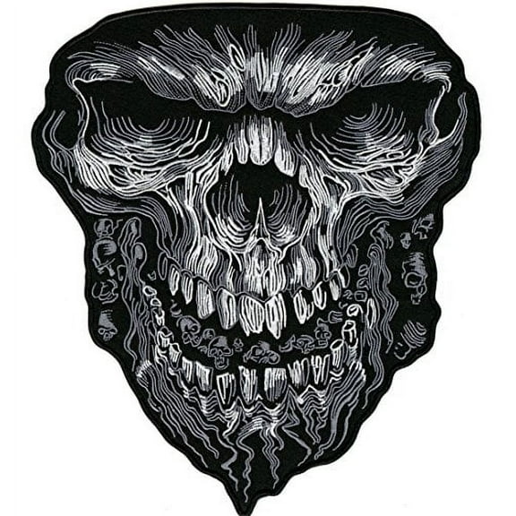 Evil Skull Patch | 3D Hollow Skeleton | Embroidered Iron On | Large - by Nixon Thread Co. (11")