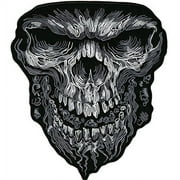 Evil Skull Patch | 3D Hollow Skeleton | Embroidered Iron On | Large - by Nixon Thread Co. 11"