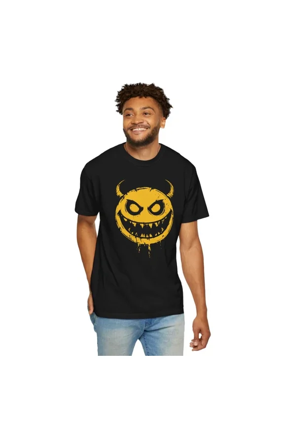 Evil Smile Face Emoticon Satire Funny Gift Unisex T-Shirt Unisex S-5XL Hot Trending Shirt, Vintage Birthday Gift