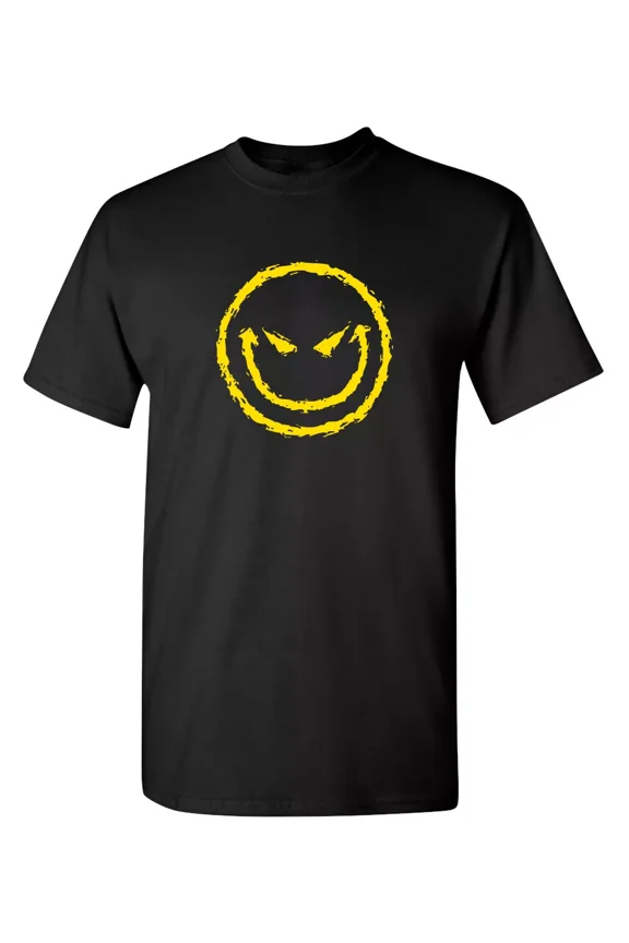 Evil Smile Face Graphic Design Everyday Casual T-Shirt