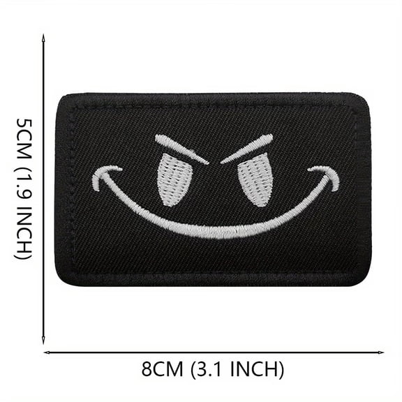 Evil Smile Face Patch - Creepy Grin Embroidered Badge for Backpack, Jacket, Hat - Goth Punk Style