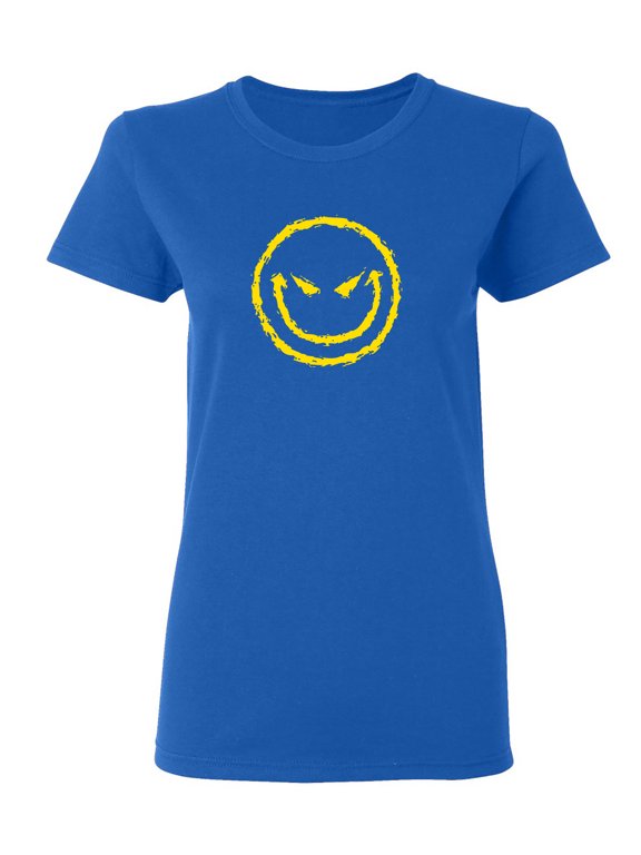 Evil Smile Face Sarcastic Novelty Gift Idea Adult Humor Funny Women's Casual Tees