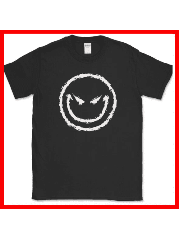 Evil Smiley Face Funny Rebel Biker Sarcastic DJ Club Unisex T Shirt up to 5XL