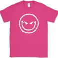 thumbnail image 1 of Evil Smiley Face T-Shirt Funny Rebel Biker Humor Sarcastic DJ Club Tee - Pink, S, 1 of 1