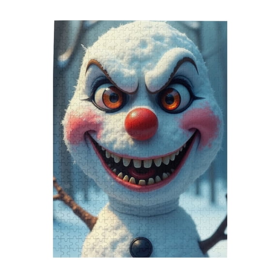Evil Snowman 500 Piece Adult Jigsaw Puzzle Challenging & Fun Winter Activity Unique Artwork Great Gift Idea For Puzzle Enthusiasts