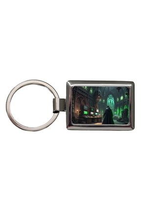 Evil Supervillain Lair Metal Rectangle Keychain