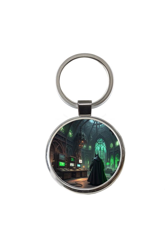 Evil Supervillain Lair Metal Round Keychain