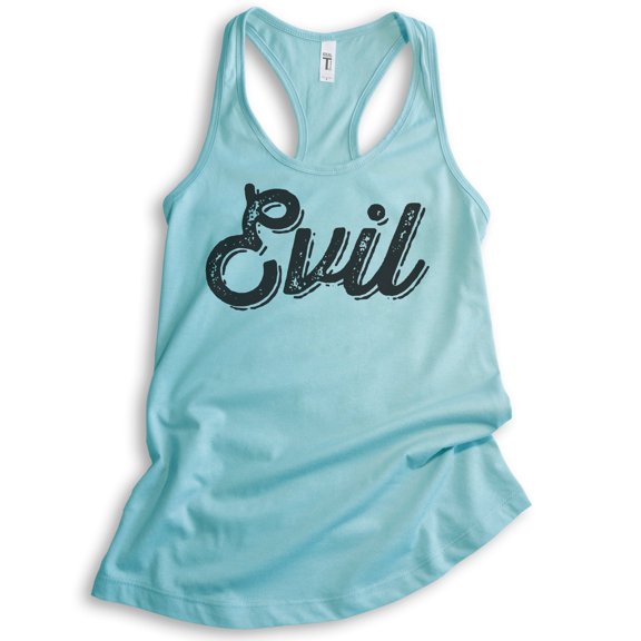 Evil Tank Top, Ladies Racerback Tank Top, Cute Evil Tank, Sassy Tank, Devilish Girlfriend Bad Girl Tank, Cancun, Small