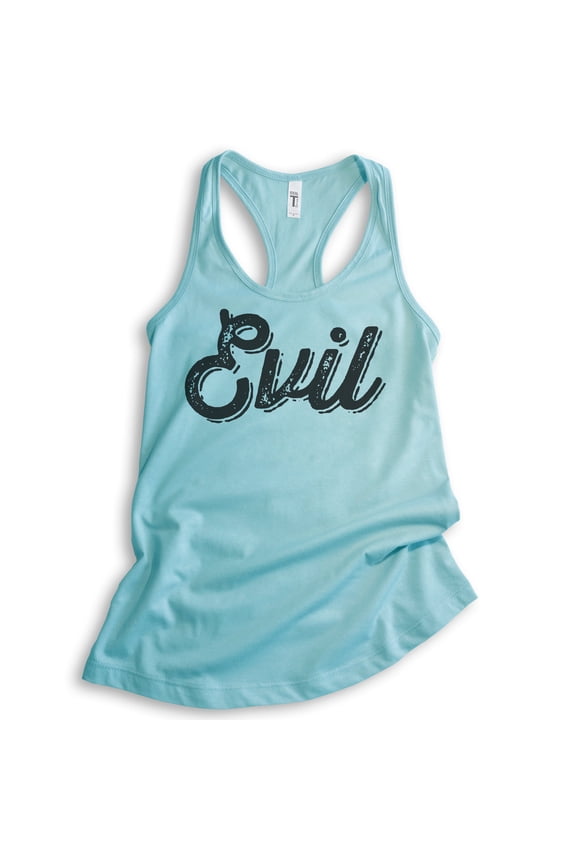 Evil Tank Top, Ladies Racerback Tank Top, Cute Evil Tank, Sassy Tank, Devilish Girlfriend Bad Girl Tank, Cancun, Small