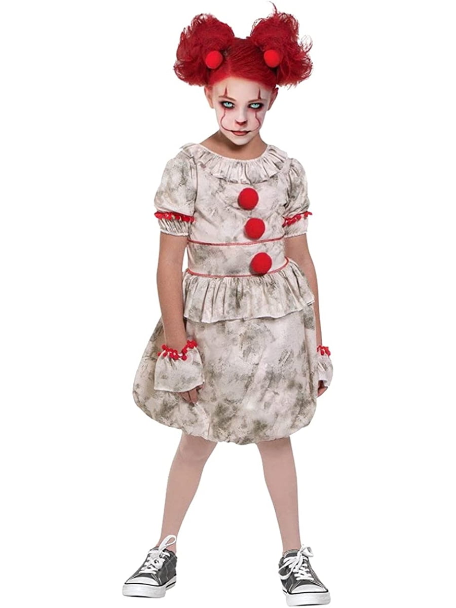 Evil Terror Clown Pennywise IT Inspired Child Girls Halloween Costume ...