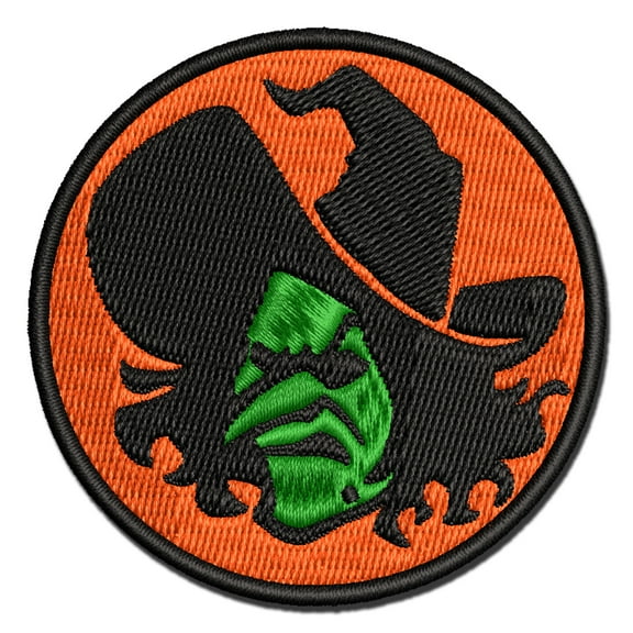 Evil Wicked Witch Scowl Halloween Applique Multi-Color Embroidered Hook & Loop Patch - 2.0 Inch Mini