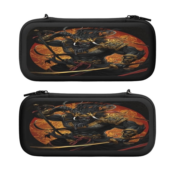 Evil Wukong (4), Carrying Case For Nintendo Switch & OLED Version, Eva Lightweight Shockproof Protective Pouch Case for Game Console & Accessories with 10 Game Card Slot & Wristband, Black