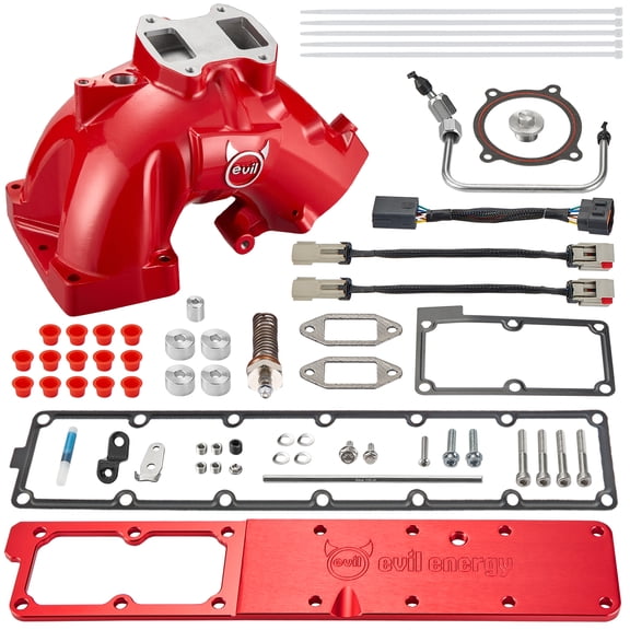 EVIL ENERGY Intake Manifold, Intake Manifold Assembly with Grid Heater for 2007–2012 Dodge Ram 2500/3500 6.7L Cummins-Red