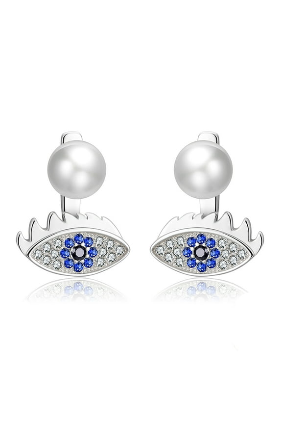 Evileye Earrings for Women Sterling Silver Blue Cz Pearl Ginger Lyne Collection