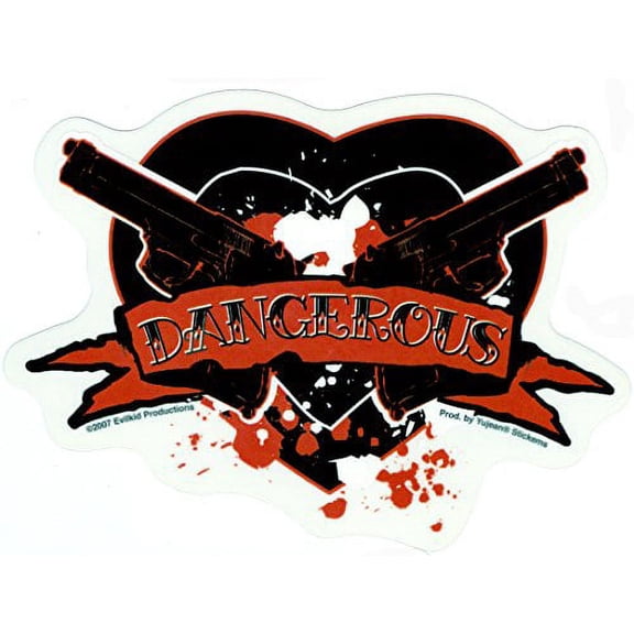 Evilkid - Dangerous Heart and Guns - Sticker / Decal