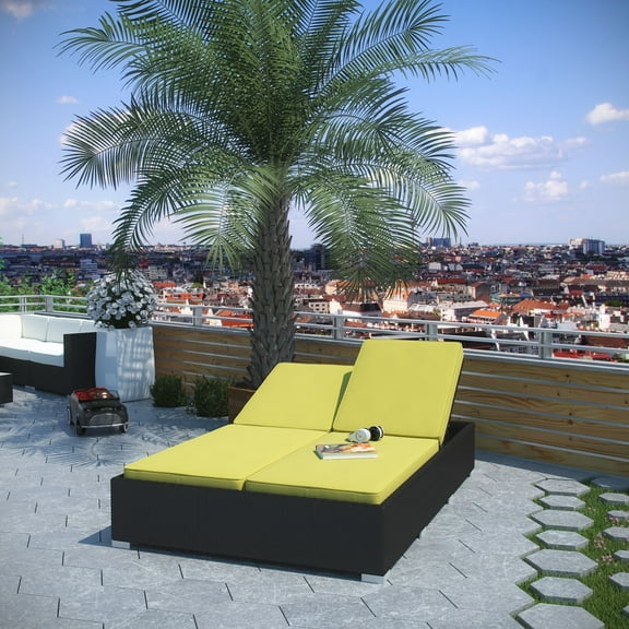 Modway Evince Double Outdoor Patio Chaise in Espresso Peridot