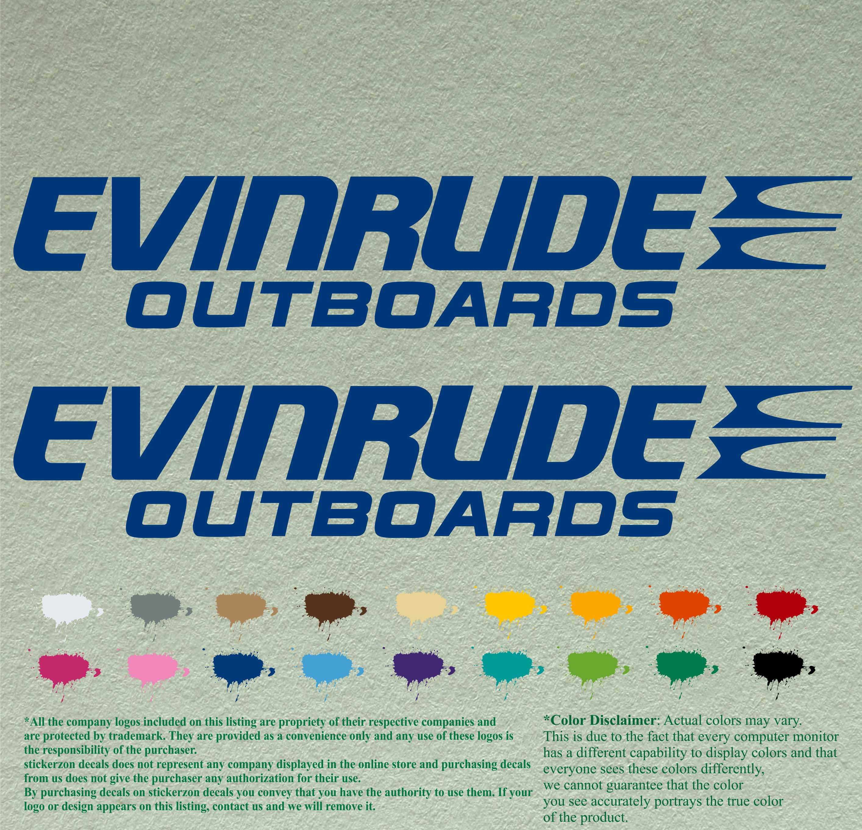 Evinrude Boats Compatible Replacement Restoration Decals Vinyl Stickers Boat Outboard Motor Set of 2 (36 inch, Blue 067)