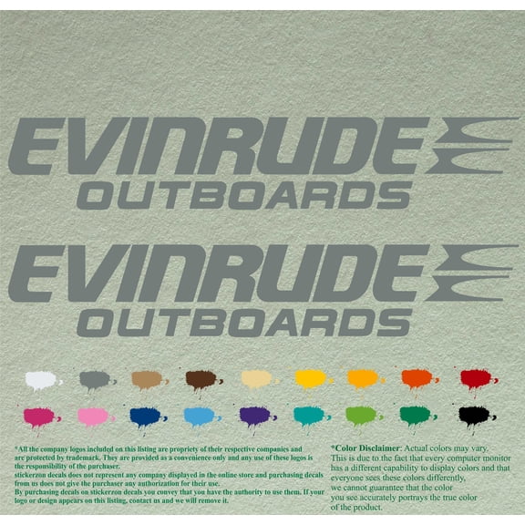 Evinrude Boats Compatible Replacement Restoration Decals Vinyl Stickers Boat Outboard Motor Set of 2