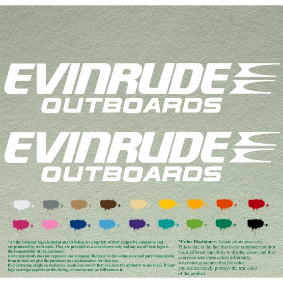 Evinrude Boats Compatible Replacement Restoration Decals Vinyl Stickers Boat Outboard Motor Set of 2