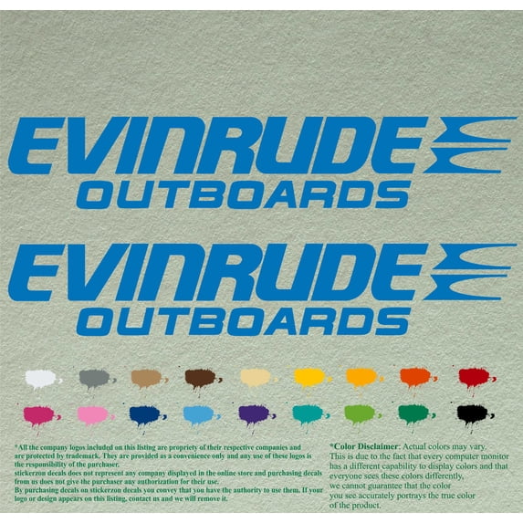 Evinrude Boats Compatible Replacement Restoration Decals Vinyl Stickers Boat Outboard Motor Set of 2