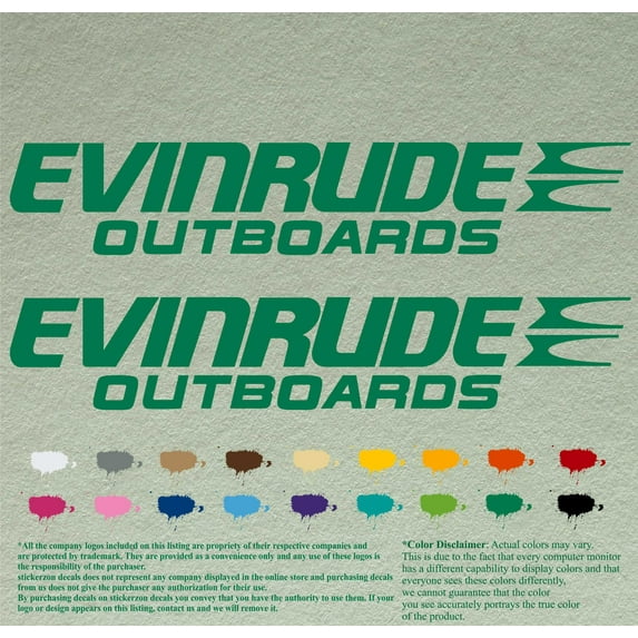 Evinrude Boats Compatible Replacement Restoration Decals Vinyl Stickers Boat Outboard Motor Set of 2