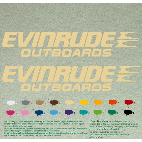 Evinrude Boats Compatible Replacement Restoration Decals Vinyl Stickers Boat Outboard Motor Set of 2