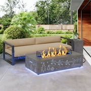 Evita 42" Propane Fire Pits for Outdoor 50,000 BTU Gas Fire Pit Table with Lid ,Glass stone,Windguard Glass,Tank Cover,LED Light Strip