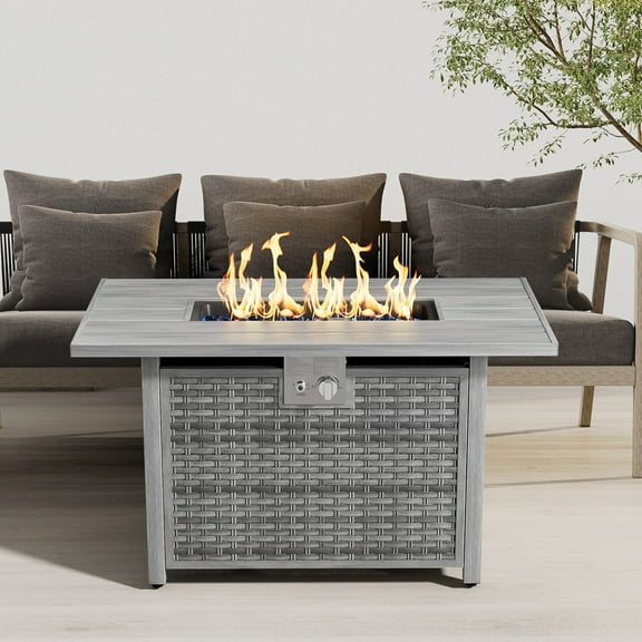 Evita 43 in. x 22 in. Retangular 50,000 BTU Propane Fire Pit with Powder Coated Steel and Adjustable Flame