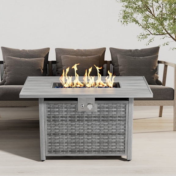 Evita 43 in. x 22 in. Retangular 50,000 BTU Propane Fire Pit with Powder Coated Steel and Adjustable Flame