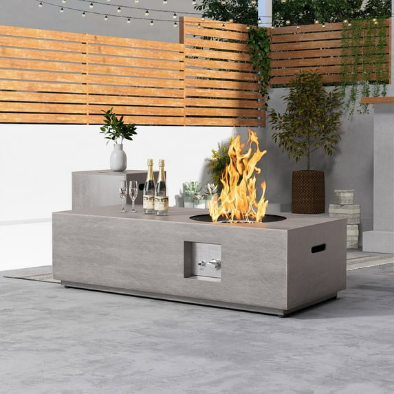 Evita 48" Propane Fire Pits for Outdoor 50,000 BTU Gas Fire Pit Table with Lid ,Glass stone,Tank Cover