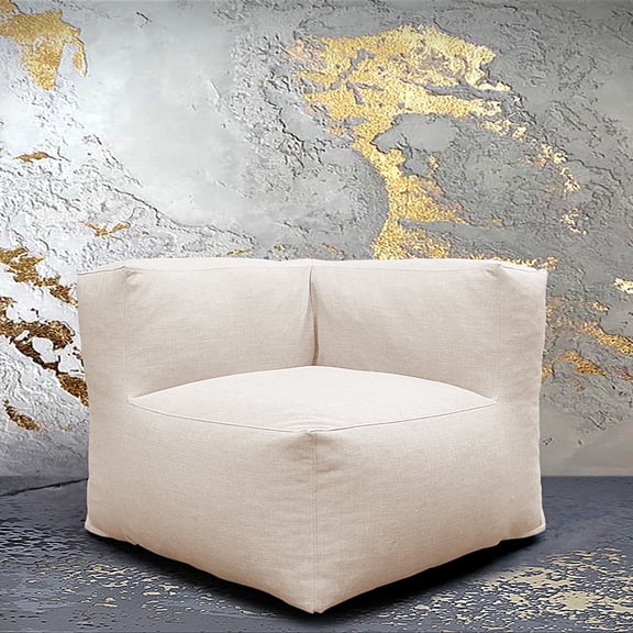 Evita Beige Outdoor Lounge Furniture , Outdoor Bean Bag Chair,Patio Lounger Comfy Couch, Water-Resistant Olefin Fabric, High-Density Foam Filled Comfy Beach Chairs