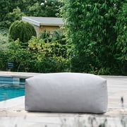 Evita Gray Outdoor Ottoman Chair, Patio Footrest with Water-Resistant Olefin Fabric, High-Density Foam Filled Outdoor Pouf for Patio, Balcony & Poolside