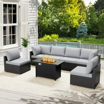 Evita Outdoot Patio Conversation Sets with Gray Cushions and Hand-woven PE Wicker Patio Furniture Set