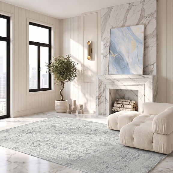 Evitormill 2x3 Area Rug, Non Slip Boho Machine Washable Indoor Carpet for Living Room Bedroom, Beige