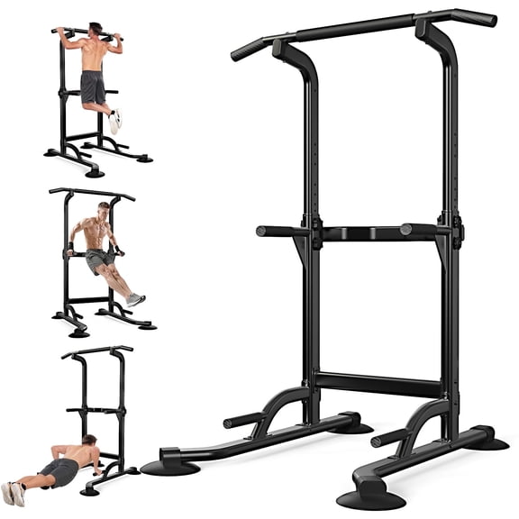 Evitormill Pull Up Rack Bar, 440 LBs Power Tower Dip Bar Station Dip Stand Multi-Function Home Strength Training Fitness Workout Station for Home Gym