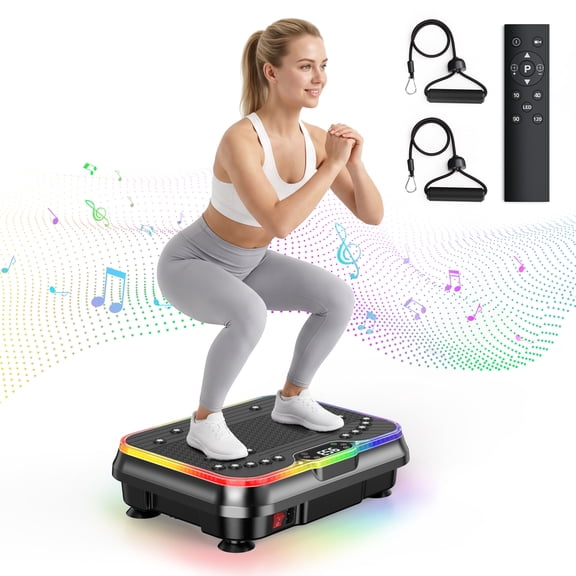 Evitormill LED Vibration Plate Exercise Machine for Home Gym, 350 lbs Capacity, Bluetooth, LCD Display, Full Body Workout Platform (Black)