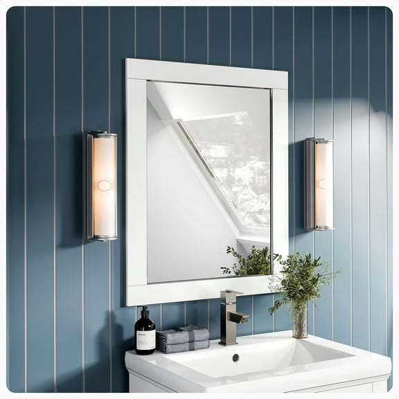 Eviva Aberdeen 24" White Framed Bathroom Wall Mirror