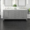 thumbnail image 1 of Eviva Aberdeen 78" Transitional Gray Bathroom Vanity with White Carrara Quartz Countertop, 1 of 7